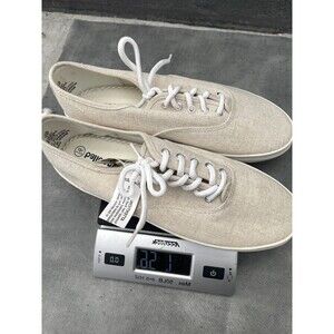 Balloons Womens Tan Canvas Shoes Rubber Sole Oxford Laced size 1/2 9 New